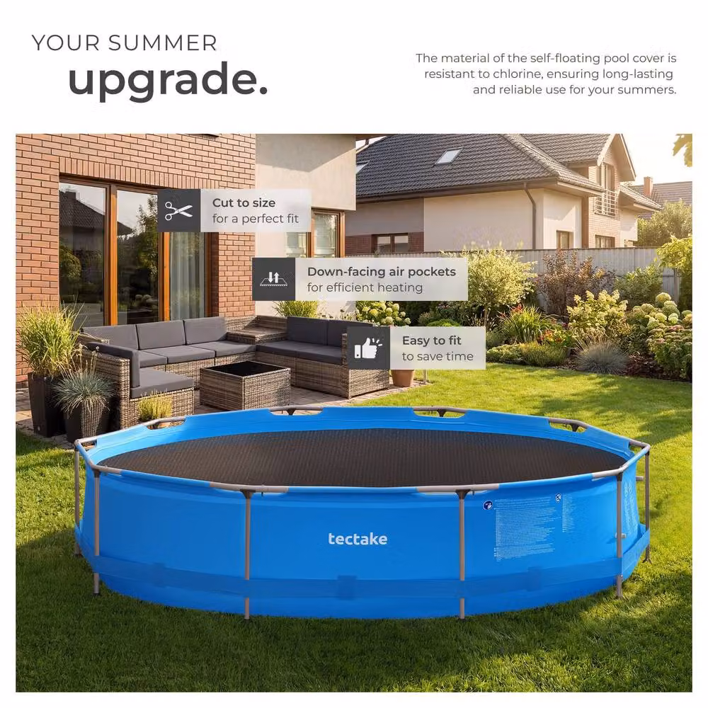 tectake Round Black Thermal Solar Film Pool Cover, Diameter: 250 cm – 4