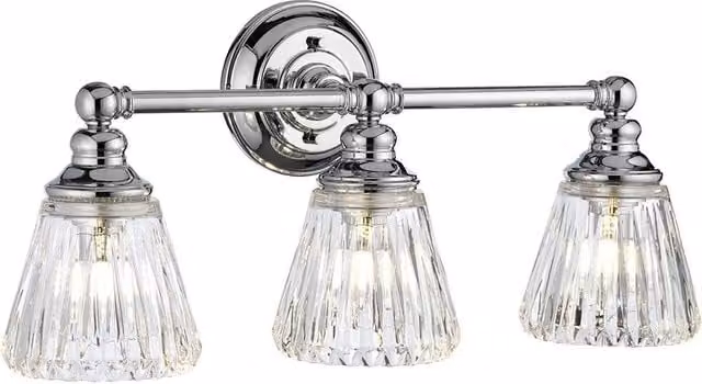 Netlighting Keynes 3 Light Wall Light in Polished Chrome and Grey with Transparent Glass, IP44 Rated – 1