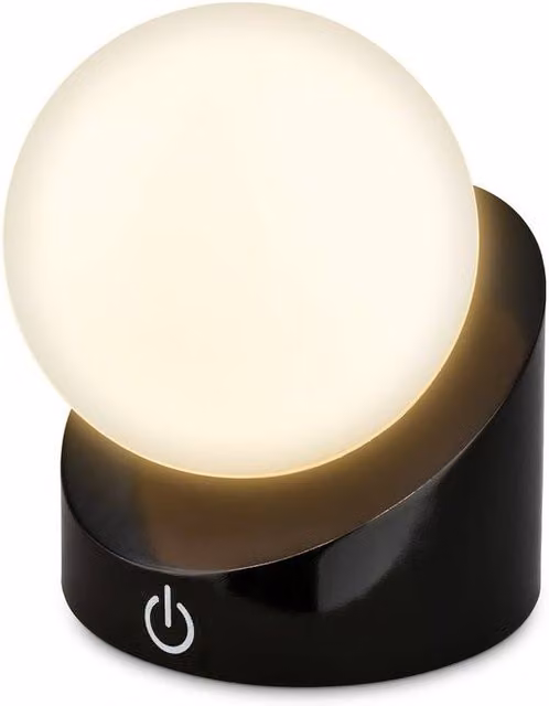 Briloner Black Mini LED Cordless Table Lamp with Dimmable Warm White Light and IP54 Rating