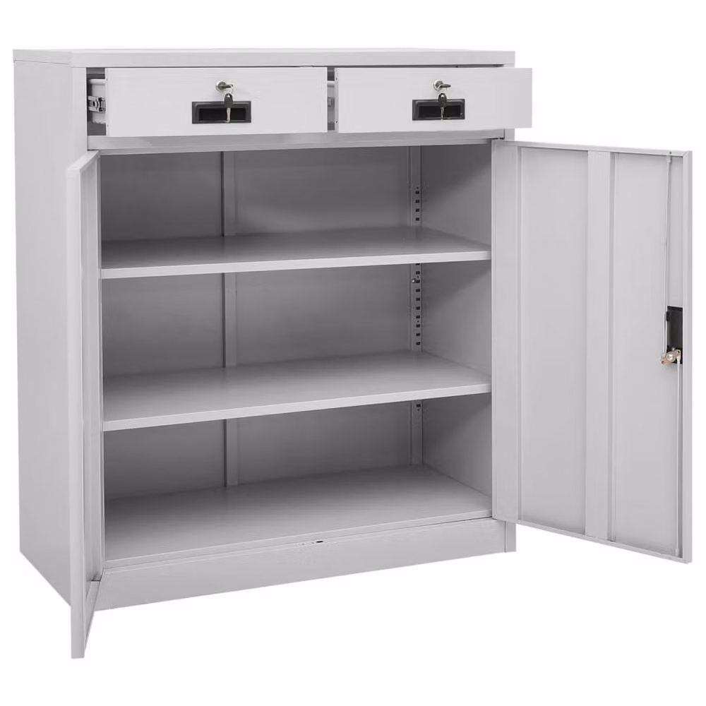 Berkfield Home Office Steel Cabinet in Matt Grey, W/D/H: 90 x 40 x 102 cm – 2
