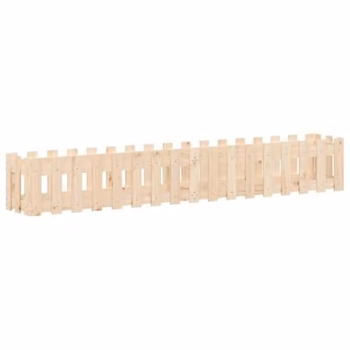 vidaXL Beige Wooden Raised Garden Bed with Fence Design, W/D/H: 200 x 30 x 30 cm – 1