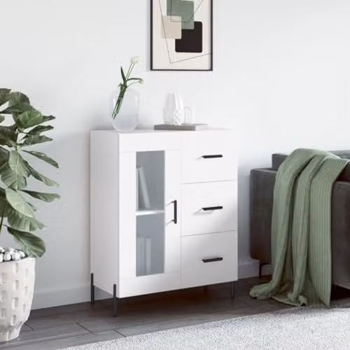 vidaXL Classic White Sideboard in Matt MDF and Metal, W/D/H: 69.5 x 34 x 90 cm – 2