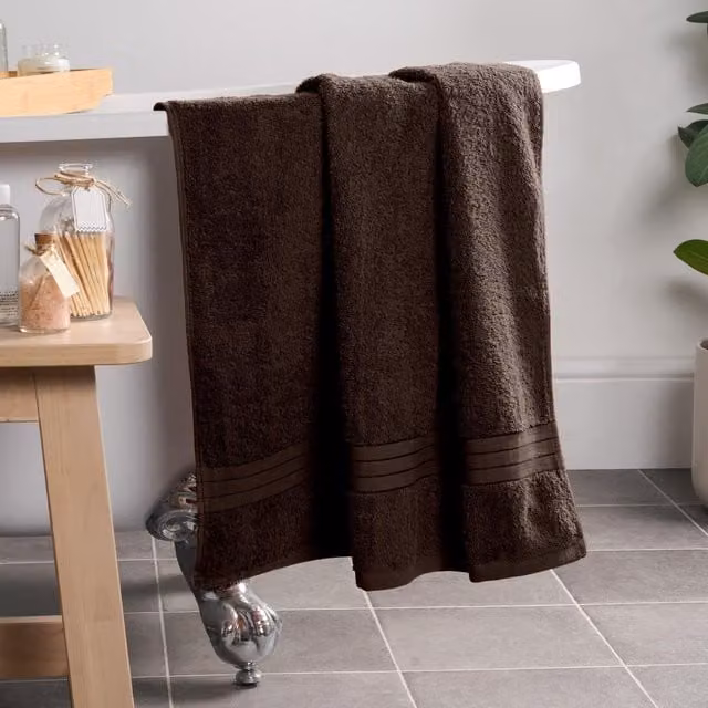 OHS Luxury Fluffy Cotton Terry Bath Towel in Brown – 1