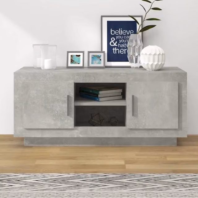 Berkfield Home Modern TV Cabinet in Concrete Grey, W/D/H: 102 x 35 x 45 cm – 1