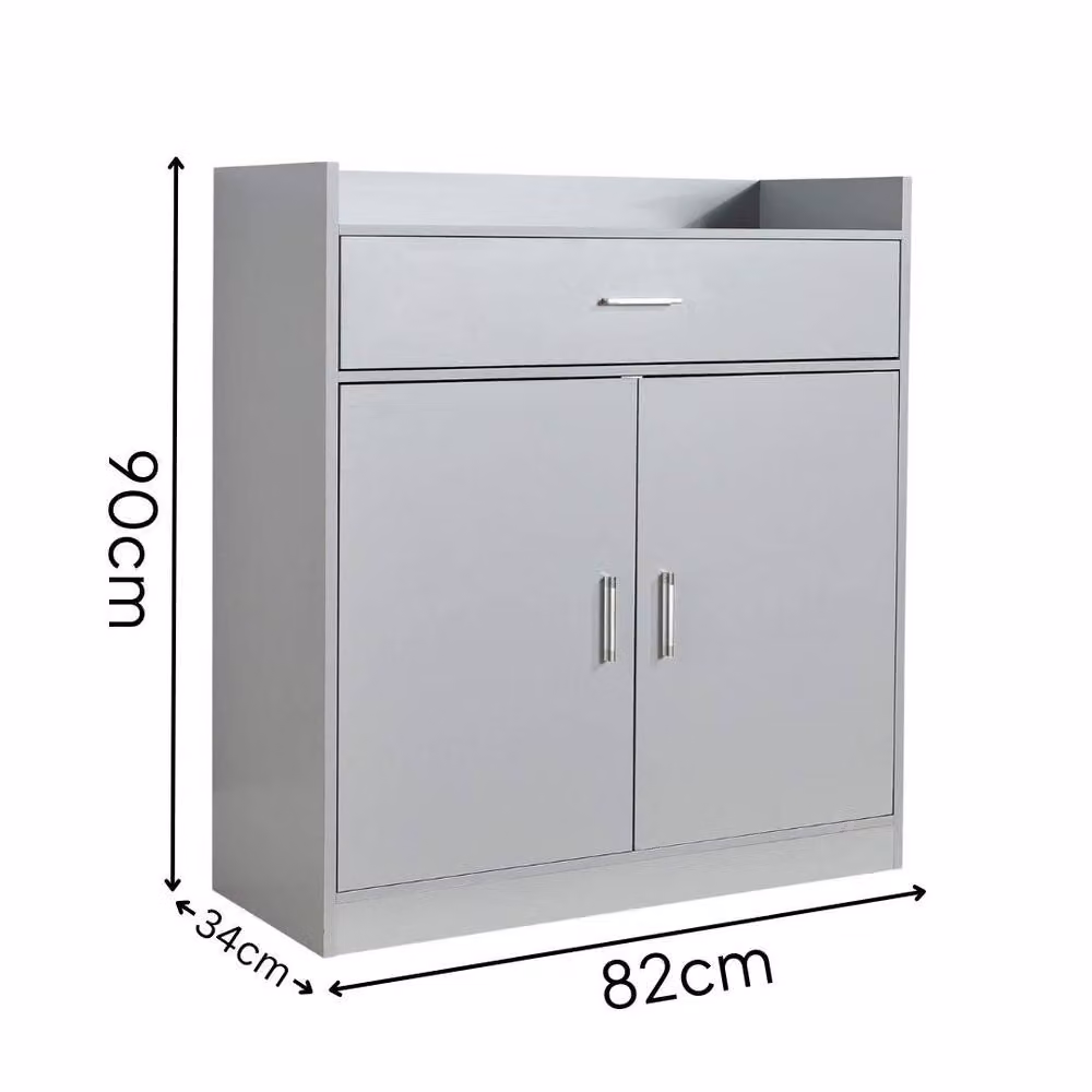 Nordara Compact 2 Door Shoe Cabinet Hallway Organiser in Black and Grey, W: 130 cm, D: 35 cm – 2