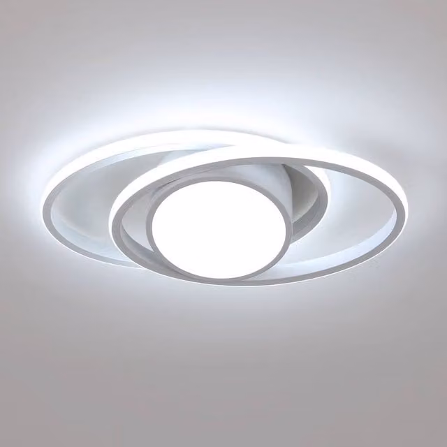 Pheashine Modern Double Round LED Ceiling Light in White or Black, 42W Warm White / 39W Cool White – 1