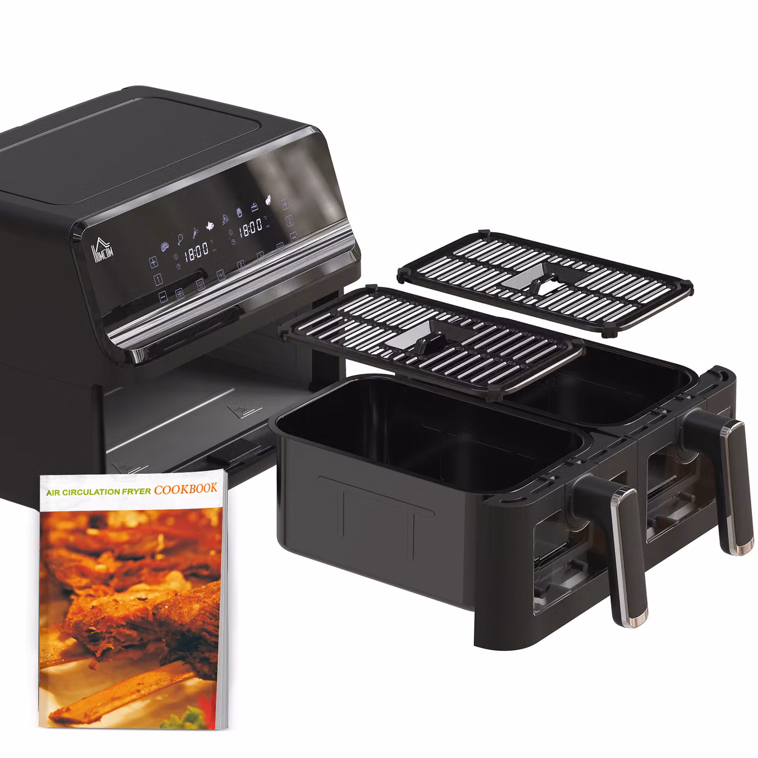 HOMCOM 8L Double Air Fryer Oven with Digital Display and 8 Presets, Black – 7