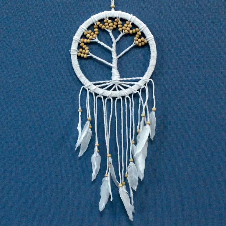 KDMD Tree of Life Dreamcatcher Set of 3, Multicolour and White Cotton Hanging Decor, Diameter: 22 cm