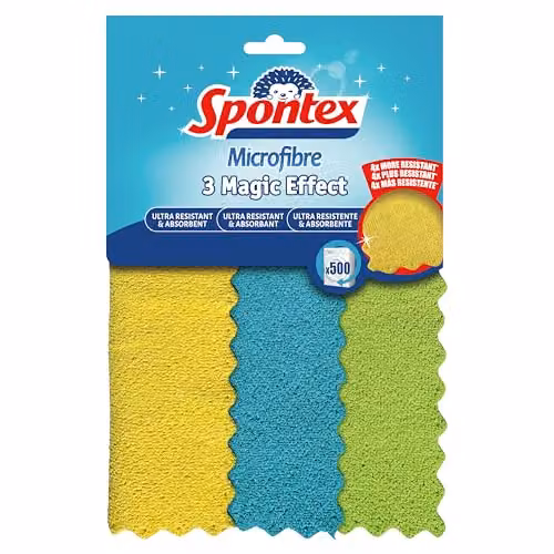 Spontex Magic Effect Microfibre Cleaning Cloths, Multicolour, 24.5 x 24.5 cm