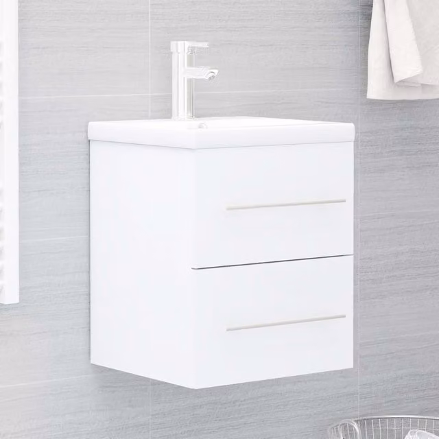 Berkfield Home Modern White Bathroom Sink Cabinet with Ceramic Basin and MDF Construction