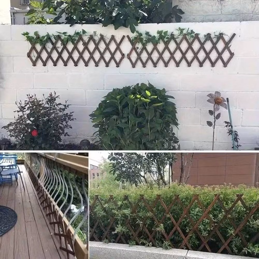 Kelvenix 2 Pack Brown Adjustable Woven Garden Lattice Trellis Fence for Climbers and Wall Mounting – 4