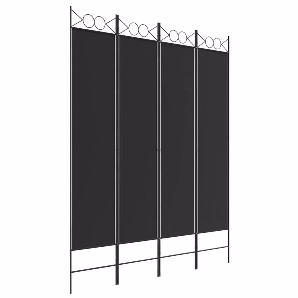 Berkfield Home 4-Panel Modern Room Divider in Black Metal, W/H: 160 x 200 cm – 3