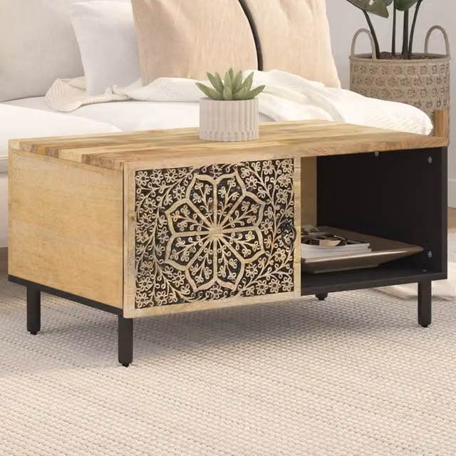 Berkfield Home Mango Wood Coffee Table in Brown, W: 80 cm, D: 50 cm, H: 40 cm