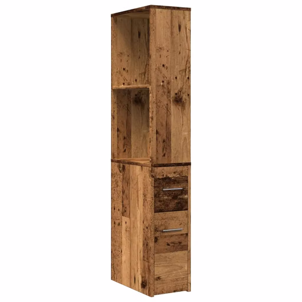 Berkfield Home Narrow Freestanding Bathroom Cupboard with Wheels in Brown Old Wood – 2