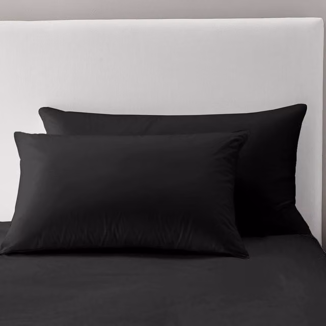 Velosso Pair of Black Microfibre Pillowcases with Peach Fuzz Finish