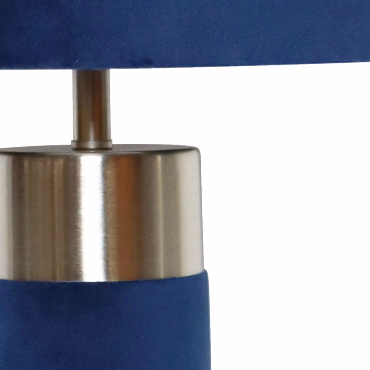 First Choice Lighting Navy Blue Velvet Table Lamp with Chrome Detail – 2