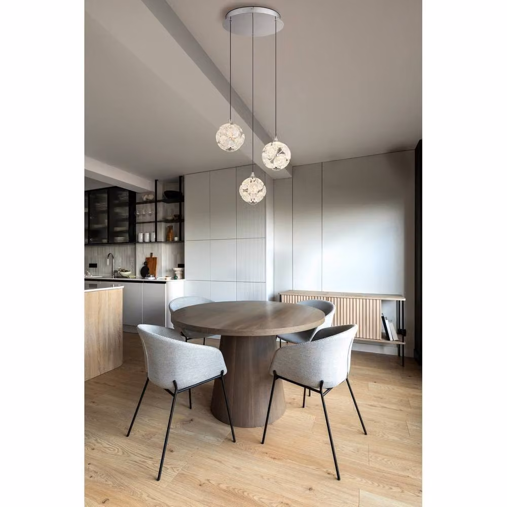 Globo Lighting Virina Cluster Pendant Ceiling Light in Silver with Transparent K9 Crystals, 3x LED Bulbs Included, Height: 150 cm – 5