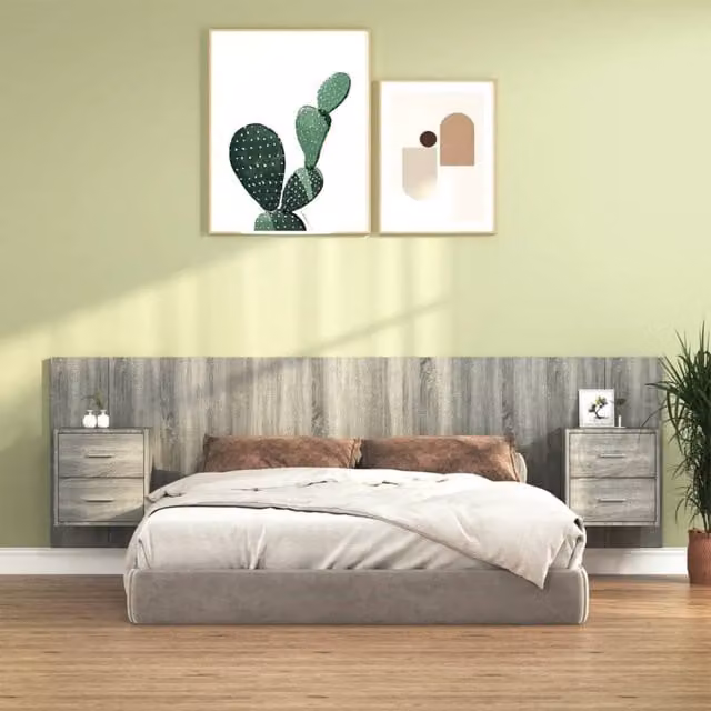 Berkfield Home Bed Headboard with Cabinets in Grey Sonoma Engineered Wood