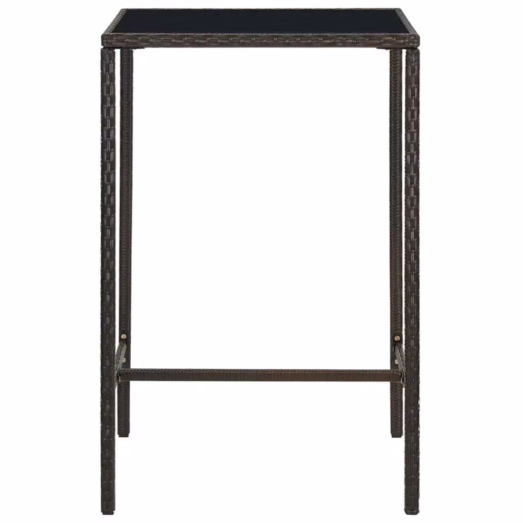 Berkfield Home Brown Poly Rattan and Glass Garden Bar Table W/D/H: 70 x 70 x 110 cm – 2