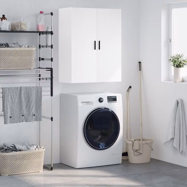 Berkfield Home Wall Mounted Cabinet in White, W/D/H: 69.5 x 34 x 90 cm – 1