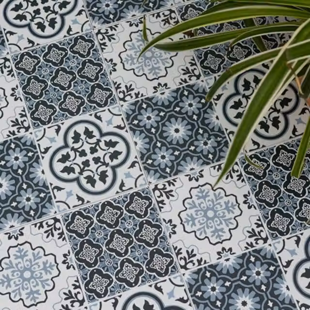 FloorPops Myriad Self Adhesive Vinyl Floor Tiles, Dark Blue, Pack of 10 (0.93sqm), W/D/H: 30.48 x 30.48 x 30.48 cm – 1