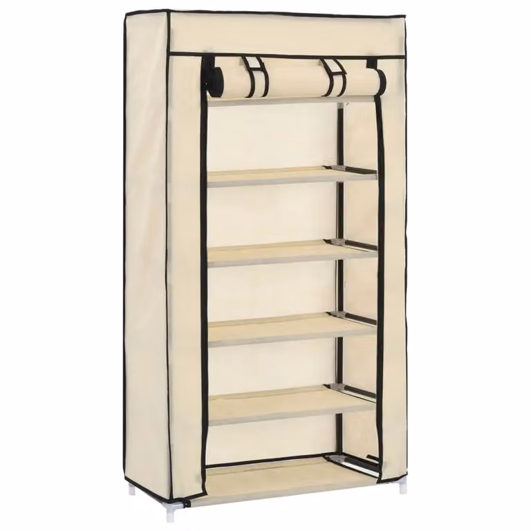 Berkfield Home Shoe Cabinet with Cover in Beige, W/D/H: 58 x 28 x 106 cm