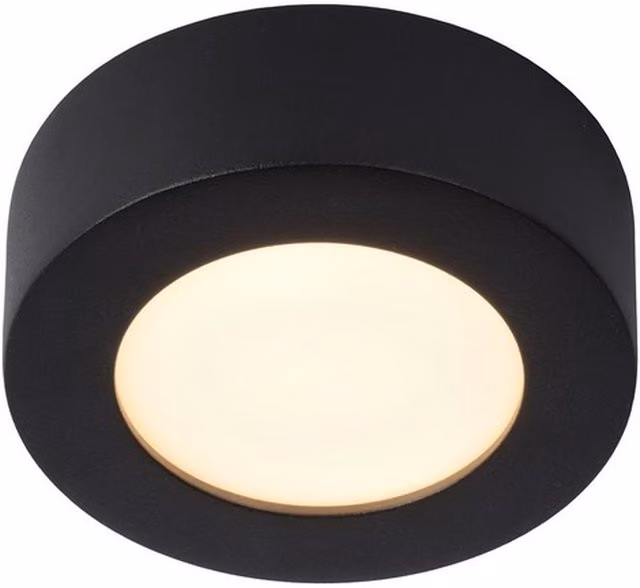 Lucide Brice Modern LED Flush Ceiling Light, Black, IP44, Round, 11 cm