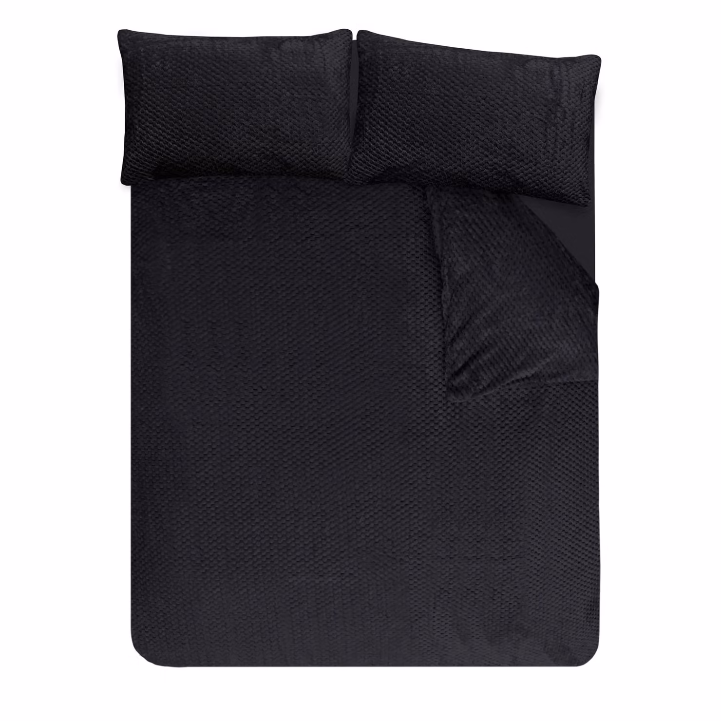 Smart Living Luxury Reversible Waffle Teddy Fleece Duvet Set in Black, Size: 200 x 200 cm – 3