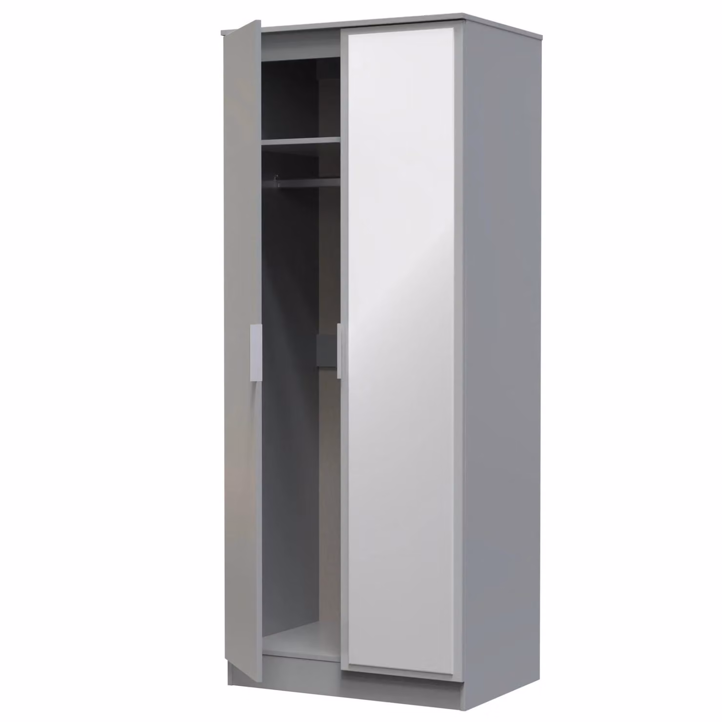 Dover 2 Door Mirrored Wardrobe in Dark Grey Matt Finish, Ready Assembled – 2