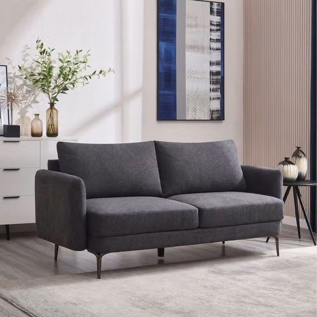More4Homes Sofia Modern Scandi Style Fabric Sofa in Anthracite Grey, W/D/H: 185 x 86 x 77 cm