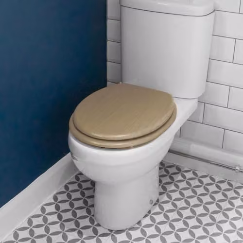 Harbour Housewares Soft Close MDF Wooden Toilet Seat in Brown, Oval Shape, W: 37.5 cm, D: 43.2 cm, H: 3.8 cm – 4
