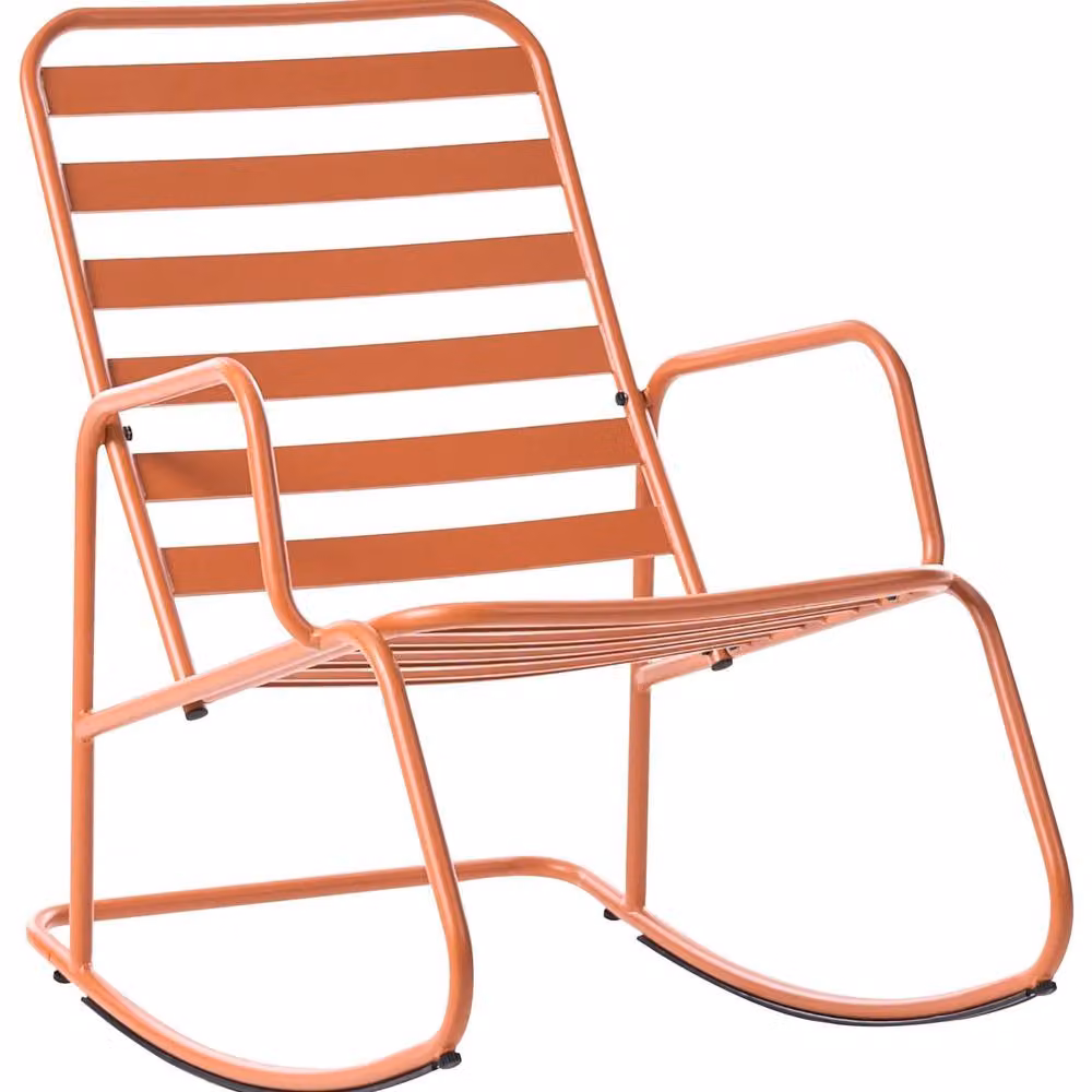 Wyld Haus Orange Matt Aluminium Slatted Retro Rocking Chair – 2
