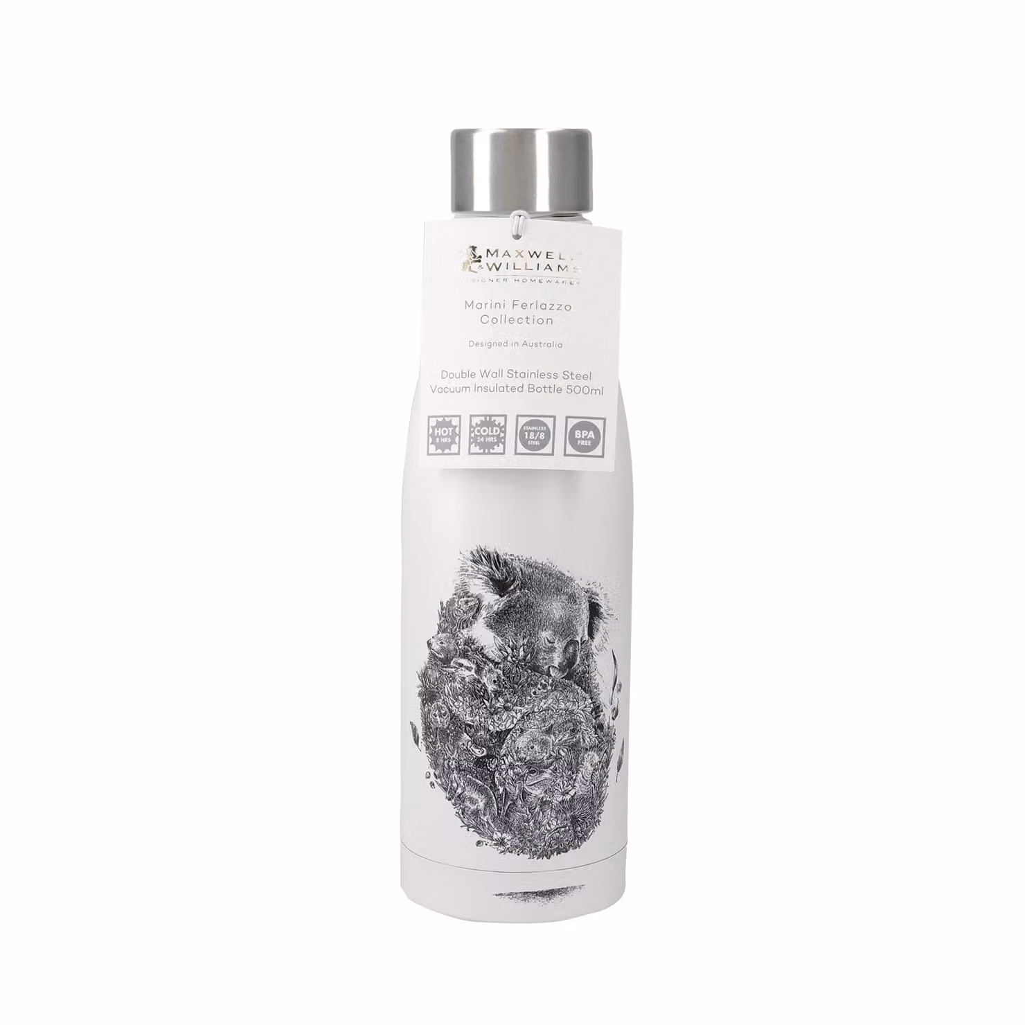 Maxwell & Williams Marini Ferlazzo Koala Friends Double Walled Vacuum Insulated Stainless Steel Bottle, White, 500ml – 4