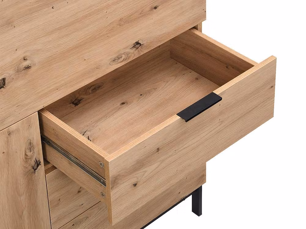Vente-unique Secretary Desk with 2 Doors and 3 Drawers in Light Oak MDF and Metal – 4