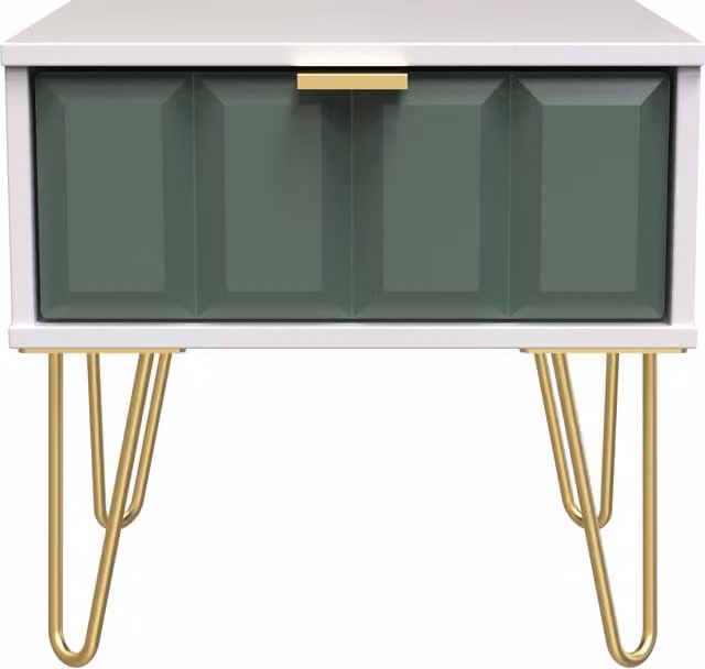 2 U Metro Ready Assembled 1 Drawer Bedside Table in Green and Gold – 1