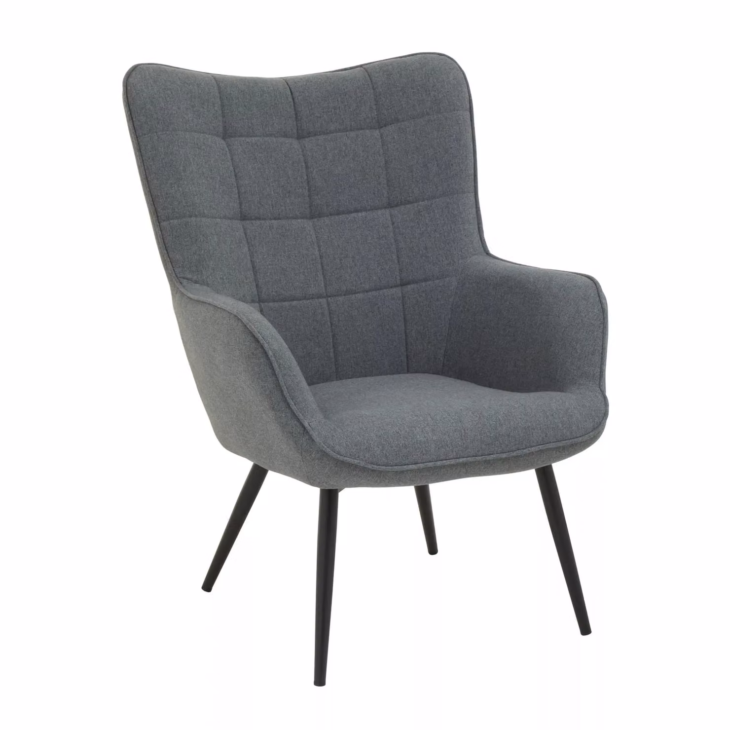 Orsina Grey Fabric High Back Armchair with Black Wood Legs – 2