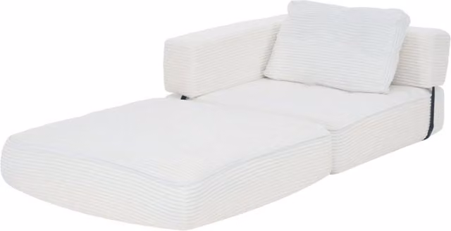 Livingandhome Modern White Upholstered Fold-Out Sofa Bed with Scatter Cushions