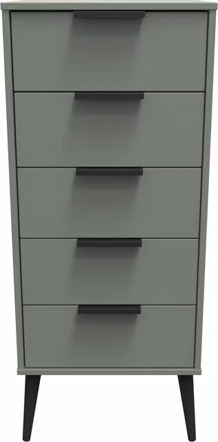 2 U Fuji Ready Assembled 5 Drawer Tall Bedside Chest in Pale Green – 1