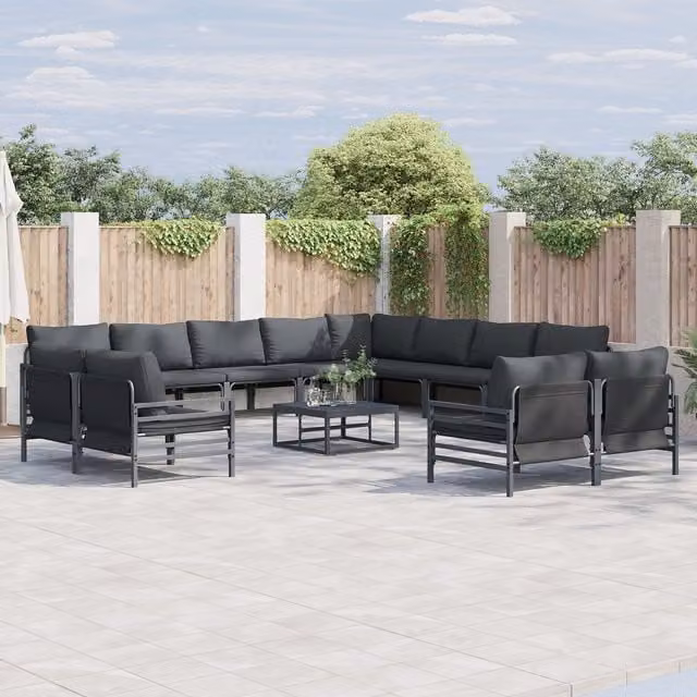 Berkfield Home 13 Piece Modern Garden Sofa Set in Anthracite and Multicolour Metal – 1