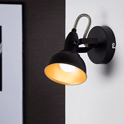 Briloner Vintage Adjustable Wall Light, Black and Gold, E14 Socket, Max 40W, H 15.6 x W 10 x D 10 cm – 5