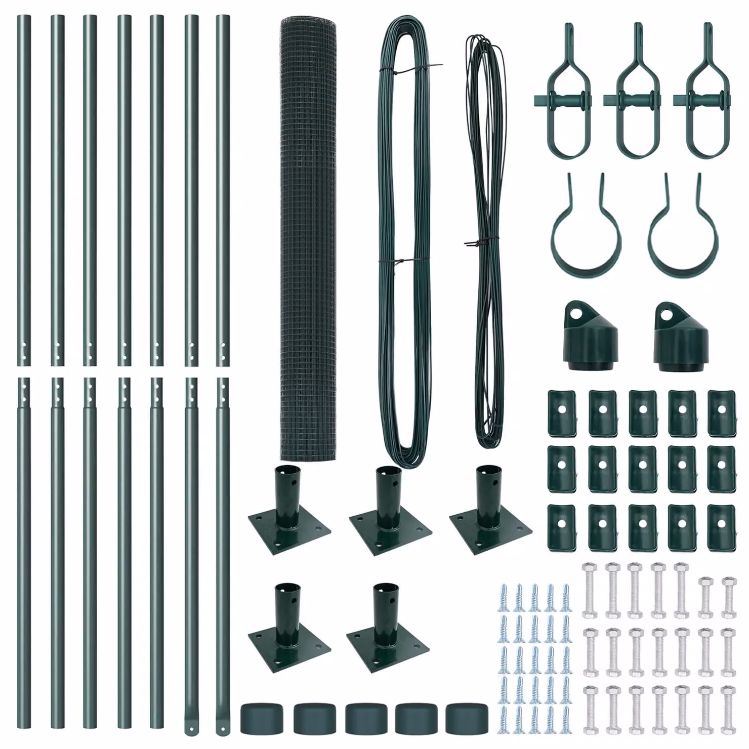 Berkfield Home Green Steel Welded Wire Fence with 7 Flanged Posts, W: 10 m, H: 0.8 m – 3