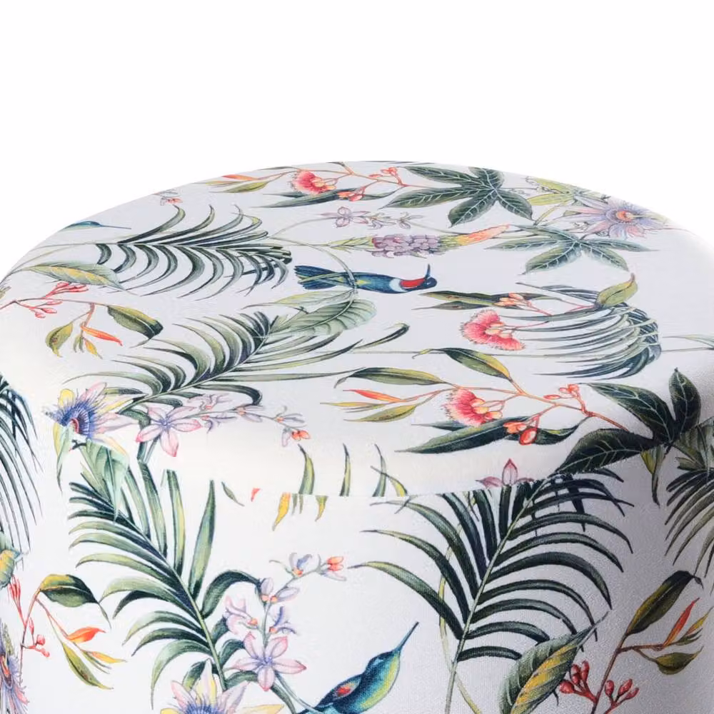 Wyld and Coco Round Floral Velvet Ottoman Pouffe in Multicolour – 3