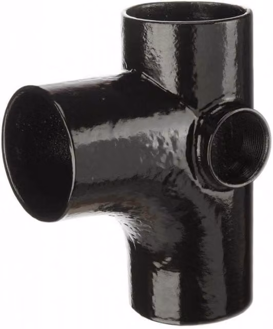 Hargreaves Traditional Express Push Fit Cast Iron Soil Branch with Left Hand Boss, 92.5 Degree, 2 inch, Black and Grey