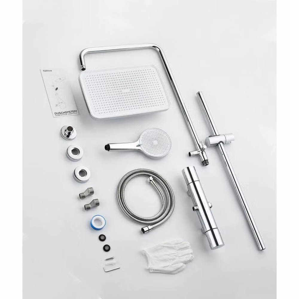 Süßren Chrome Thermostatic Shower Mixer Set with 3-Mode Hand Shower in Silver – 2
