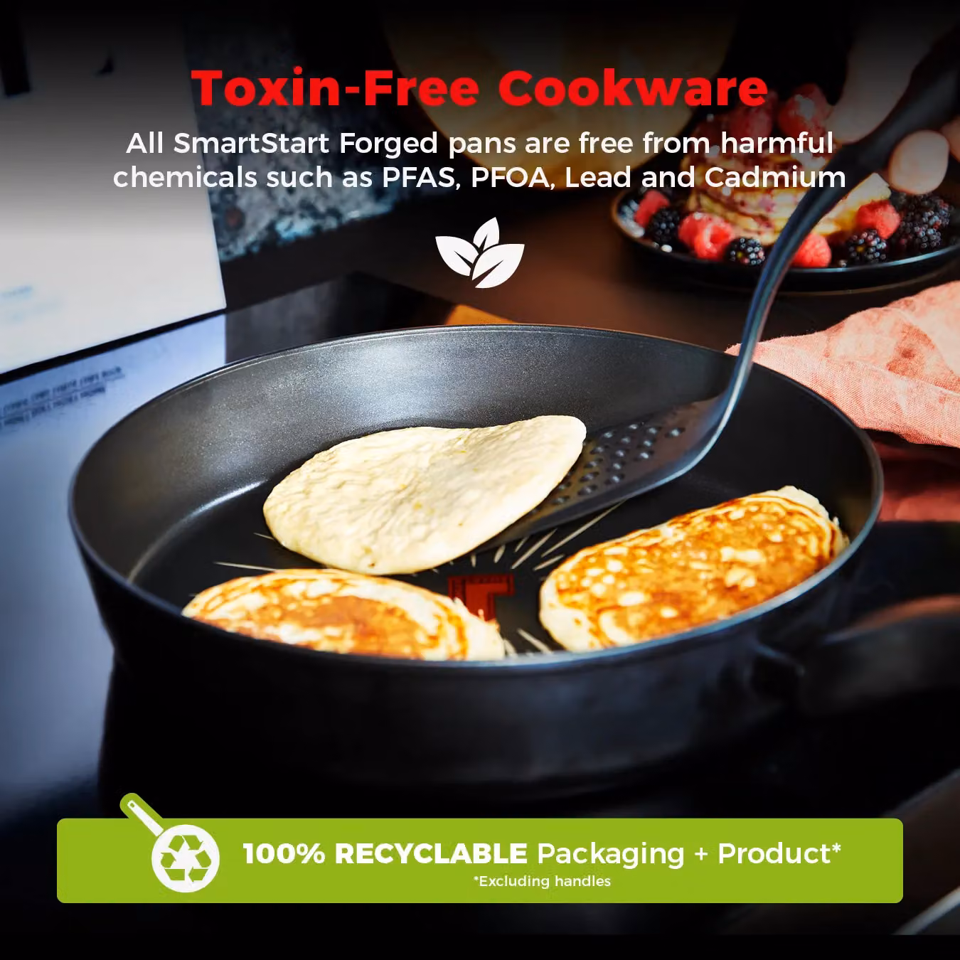 Tower SmartStart Forged 30cm Aluminium Frying Pan with Aeroglide Non-Stick, Black – 3