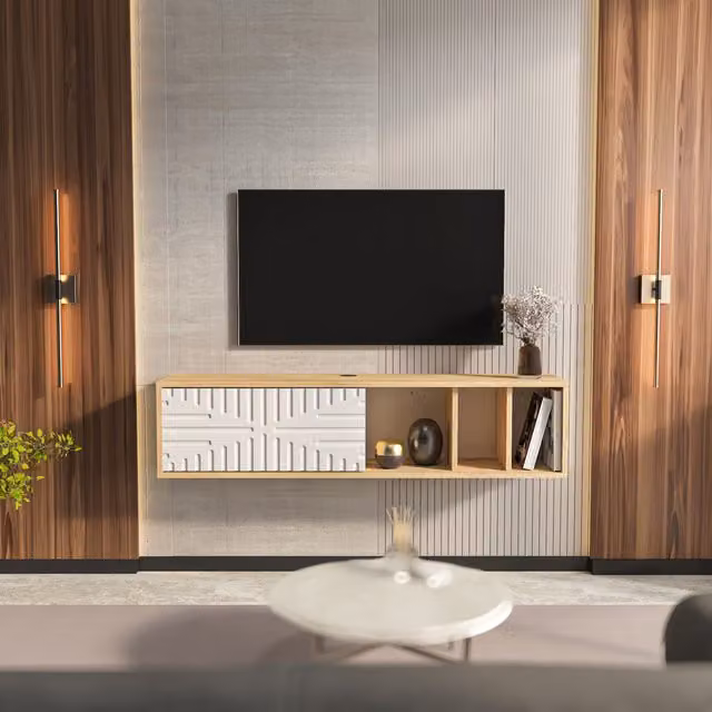 Decorotika Teo Floating TV Unit in Oak White