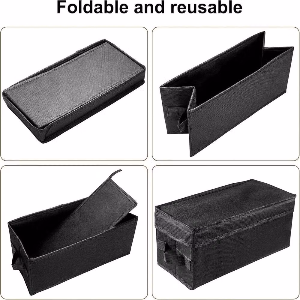 SPETLEK 4-Piece Black DVD and CD Storage Box Set with Lids and Handles, W: 35 cm, D: 16 cm, H: 15.5 cm – 4