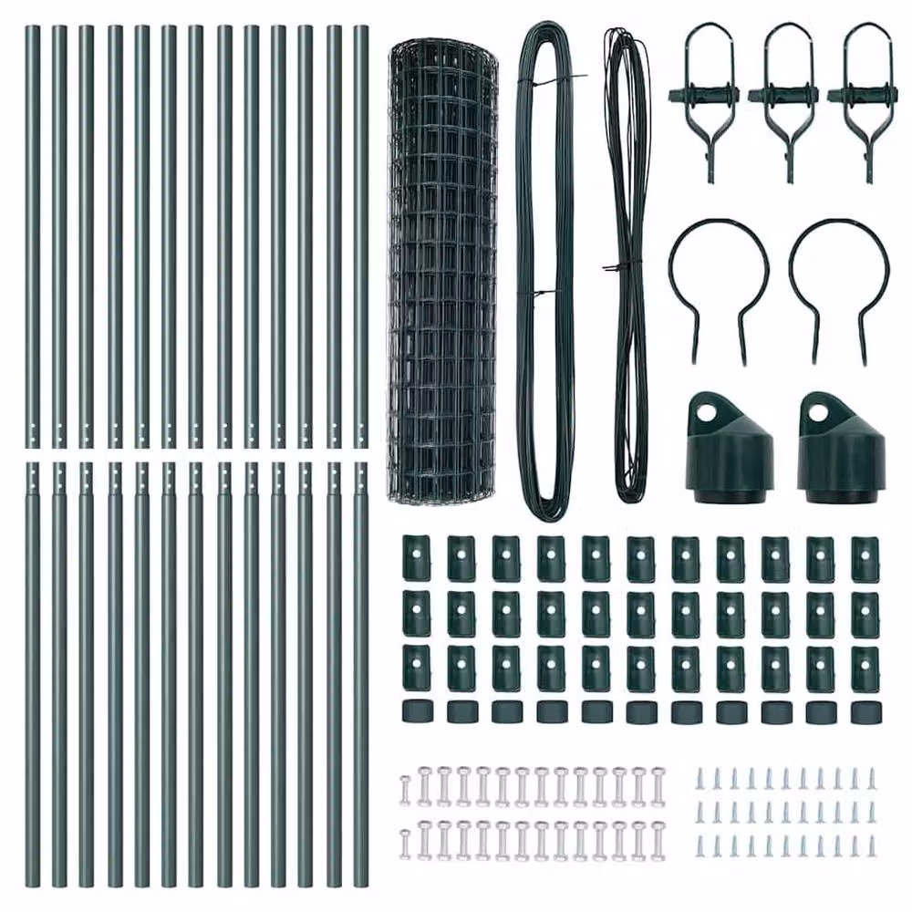 Berkfield Home Euro Fence Green Galvanised Steel Wire Mesh with 13 Posts, 1 x 25 m – 5