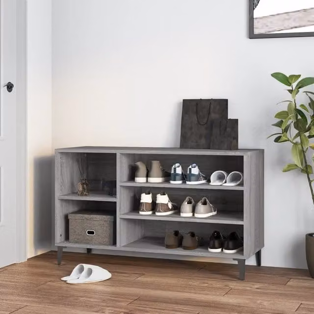 Berkfield Home Grey Sonoma Shoe Cabinet with Integrated Seat, W/D/H: 102 x 36 x 60 cm