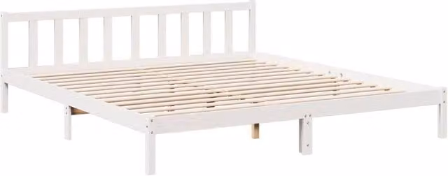 Berkfield Home Decorative Extra Long Bed Frame in White Solid Pine, W/D/H: 180 x 200 x 185.5 cm